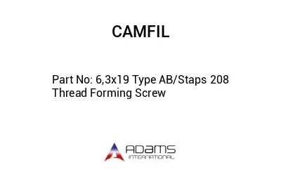 6,3x19 Type AB/Staps 208 Thread Forming Screw