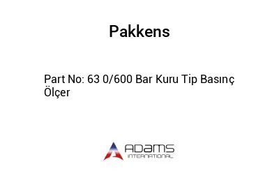 63 0/600 Bar Kuru Tip Basınç Ölçer