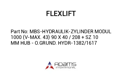 MBS-HYDRAULIK-ZYLINDER MODUL 1000 (V-MAX. 43) 90 X 40 / 208 + SZ 10 MM HUB - O.GRUND. HYDR-1382/1617